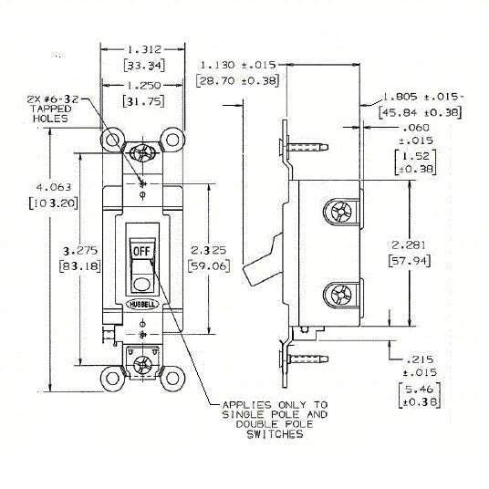 Hubbell HBL1224I Wall Switch Toggle Switch, 4-Way, Ivory, 20 A, Screw Terminals