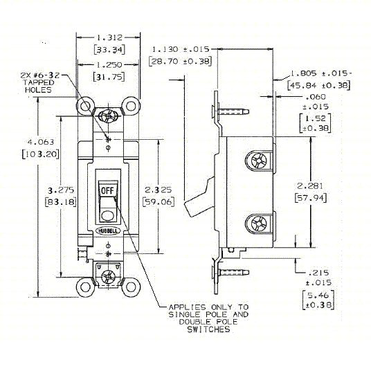 Hubbell HBL3031I Wall Switch Toggle Switch, Single Pole, Ivory, 30 A, Screw Terminals