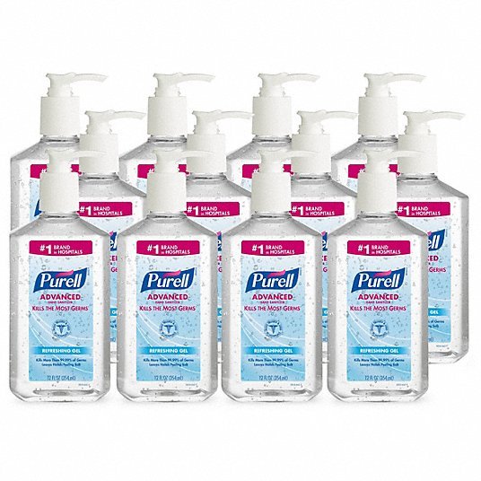 Purell 3659-12 Hand Sanitizer Gel, Pump Bottle, 12 oz, Citrus, Ethyl Alcohol, Moisturizing, 12 PK