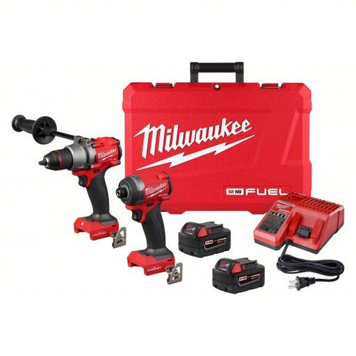 Milwaukee 3696-22 Combo Kit 18 V Volt, 2 Tools, 1/2 in Hammer Drill (Compact, 33000 BPM), Blow Molded Case, One-Key
