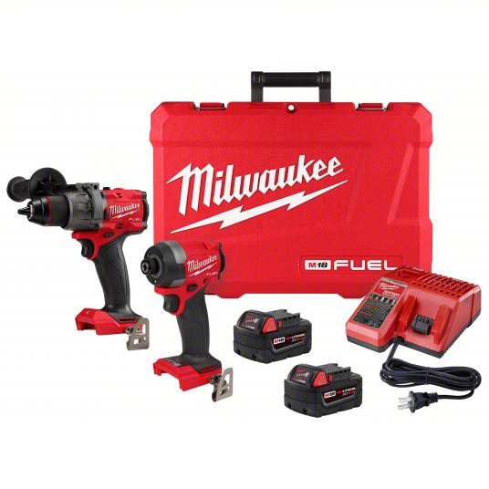 Milwaukee 3697-22 Cordless Combination Kit 18 V Volt, 2 Tools, 1/2 in Hammer Drill, (1) Carrying Case