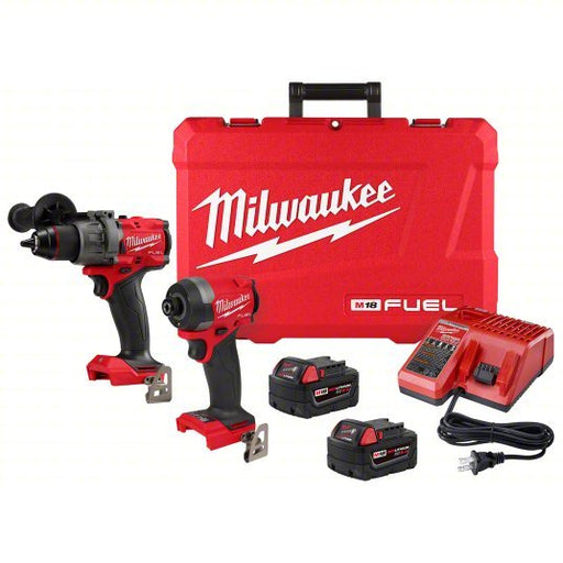Milwaukee 3697-22 Cordless Combination Kit 18 V Volt, 2 Tools, 1/2 in Hammer Drill, (1) Carrying Case