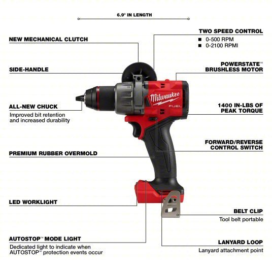 Milwaukee 2904-20 Cordless Hammer Drill 18V, Compact Premium, 1/2 in Chuck, Keyless, (1) Bare Tool
