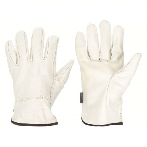 MCR Safety 3201M Leather Gloves M (8), Cowhide, Premium, Glove, Full Finger, Shirred Slip-On Cuff, 1 PR