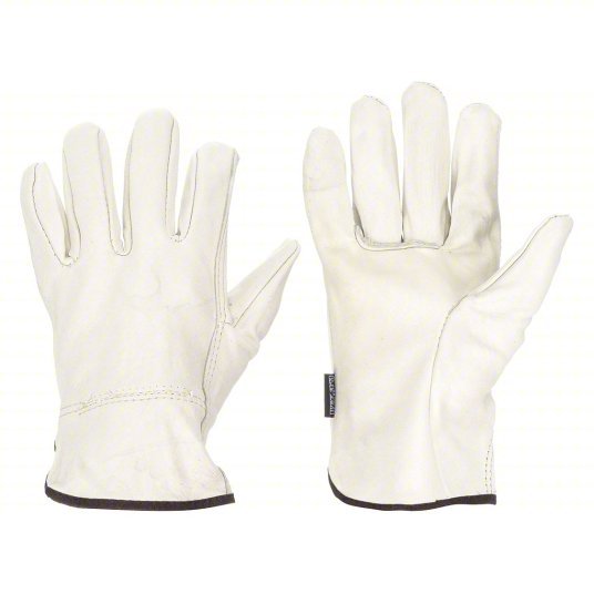 MCR Safety 3201L Leather Gloves L (9), Cowhide, Premium, Glove, Full Finger, Shirred Slip-On Cuff, 1 PR