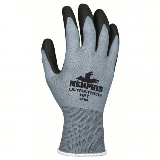 MCR Safety 9699XL Coated Gloves XL (10), Sandy, PVC, Palm, Dipped, ANSI Abrasion Level 4, Black, 1 PR