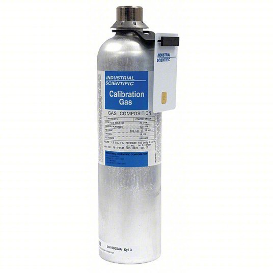 Industrial Scientific 18109157 Calibration Gas Nitrogen, +/-5% Accuracy, C5H12/CO/H2S/O2, Calibration Gas