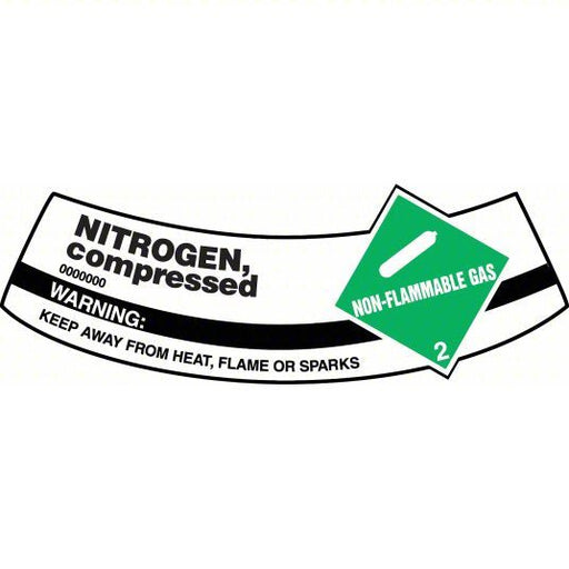 Accuform MCSLNIG Cylinder Label Nitrogen Compressed Vinyl, Adhesive Sign Mounting, 2 in x 5 1/4 in Nominal Sign Size, 0.004 in Thick