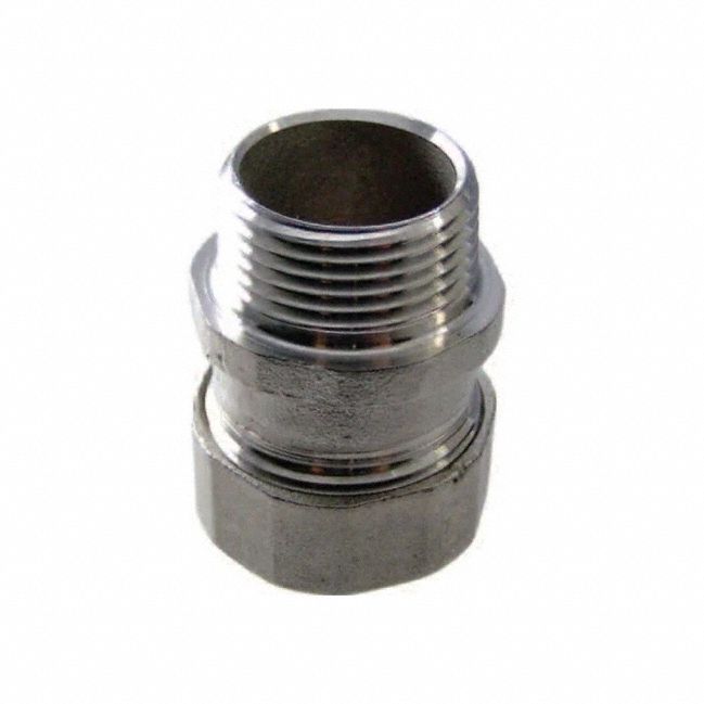 Calbrite S20500MC00 Compression Conduit Connector, 316 Stainless Steel, 1/2 in Trade Size, 1 5/8 in Overall Lg