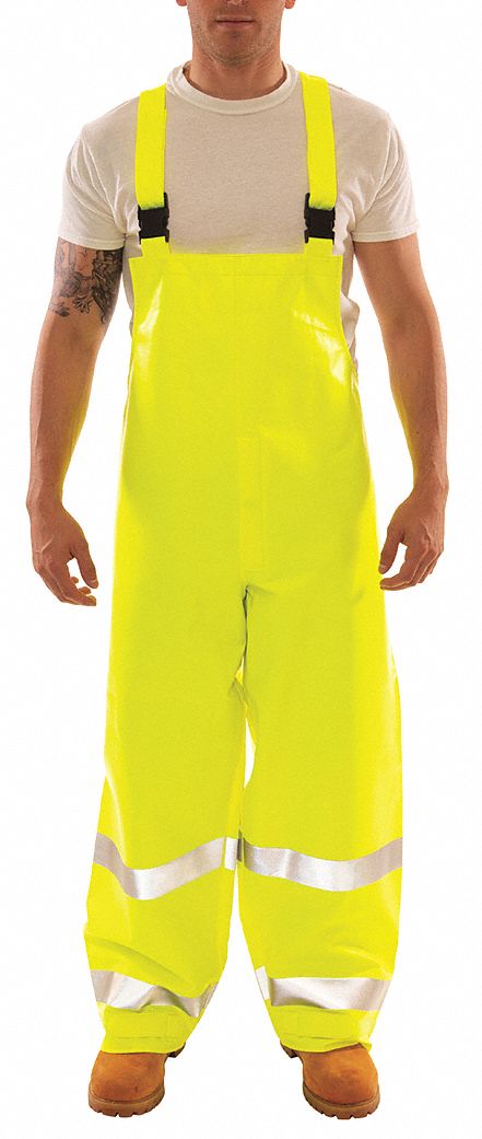 Tingley O44122 Arc Flash Hi-Visibility Bib Overall, 8.7 cal/sq cm ATPV, High-Visibility, 2,  28 in Inseam