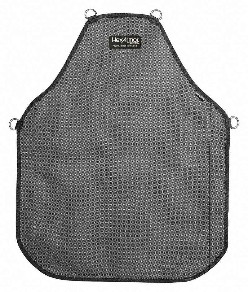 HexArmor AP321 Bib Apron, ANSI/ISEA Cut Level A7, SuperFabric Heavy-Duty Single-Layer, 30 in L x 24 in W, Gray/Black, Industrial Cut/Puncture/Abrasion Protection