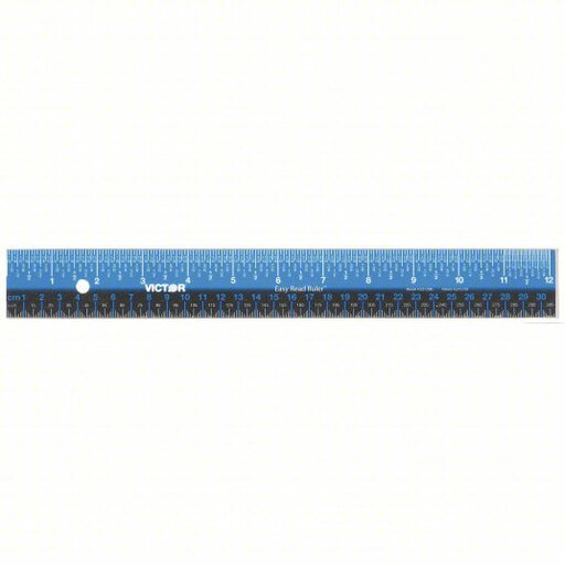 Victor EZ12SBL Ruler 12 3/16 in / 309.5 mm, 1/16 in/1/4 in, White, Metric/SAE, Rule, Decimal