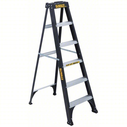 Dewalt DXL3110-06 Stepladder 6 ft Ladder Ht, 5 Steps, 250 lb, 40 7/16 in Base Spread, 23 1/2 in Bottom Wd