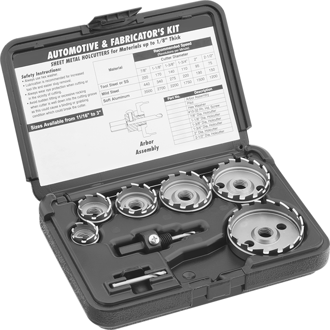 McMaster 3789A52 Hole Saw Kit for Sheet Metal, 6 Saws