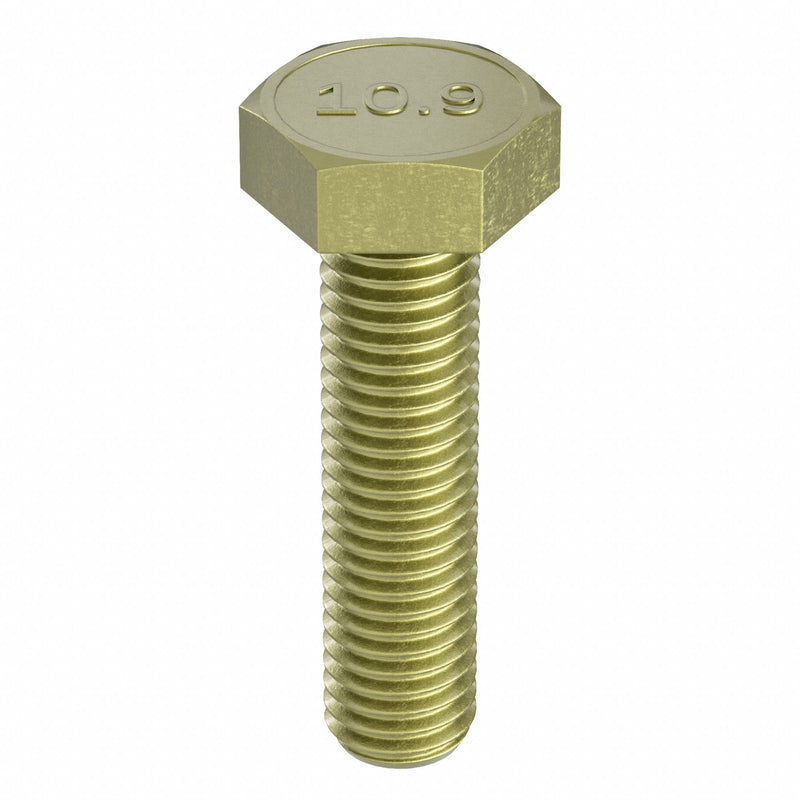 Approved Vendor M04114.160.0030 Hex Head Cap Screw, Steel, Class 10.9, Zinc Yellow, M16x2.00, Coarse, 30 mm lg, Metric, 25 PK