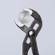 Knipex 87 01 180 Tongue and Groove Plier V, Push Button, 1 1/2 in Max Jaw Opening, 7 1/4 in Overall Lg, Serrated