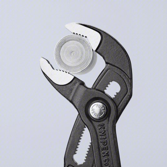 Knipex 87 02 250 SBA Water Pump Plier V, Push Button, 2 in Max Jaw Opening, 10 in Overall Lg, 25 Jaw Positions, Serrated