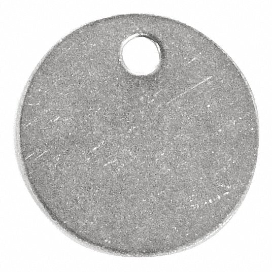 Redwood 41821 Blank Tag Aluminum, 1 in Dia, Silver, 0.04 in Thick, Round, 1 in x 1 in, 100 PK