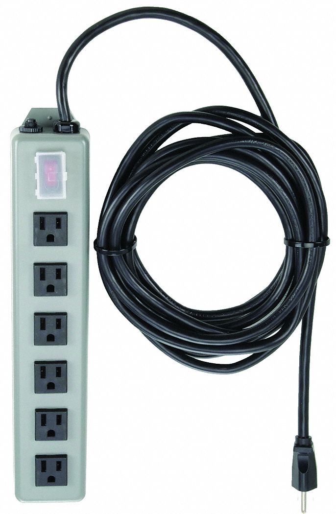 Tripp Lite UL24CB-15 Industrial Outlet Strip, 6 Outlets, 15 A, 15 ft Cord, 120V AC, Gray