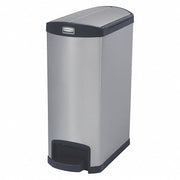 Rubbermaid 1901993 Step Can: Slim Jim(R), Metal, Silver, 13 gal Capacity, 22 1/2 in Dp