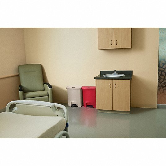 Rubbermaid 1883564 Step Can: Slim Jim(R), Plastic, Red, 8 gal Capacity, 16 1/2 in Wd/Dia