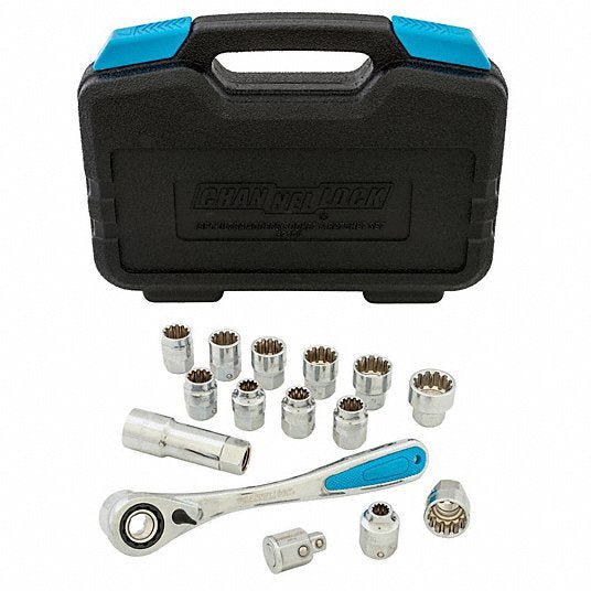Channellock 39100 3/8" Drive Socket Set, SAE, Metric, 16 pc