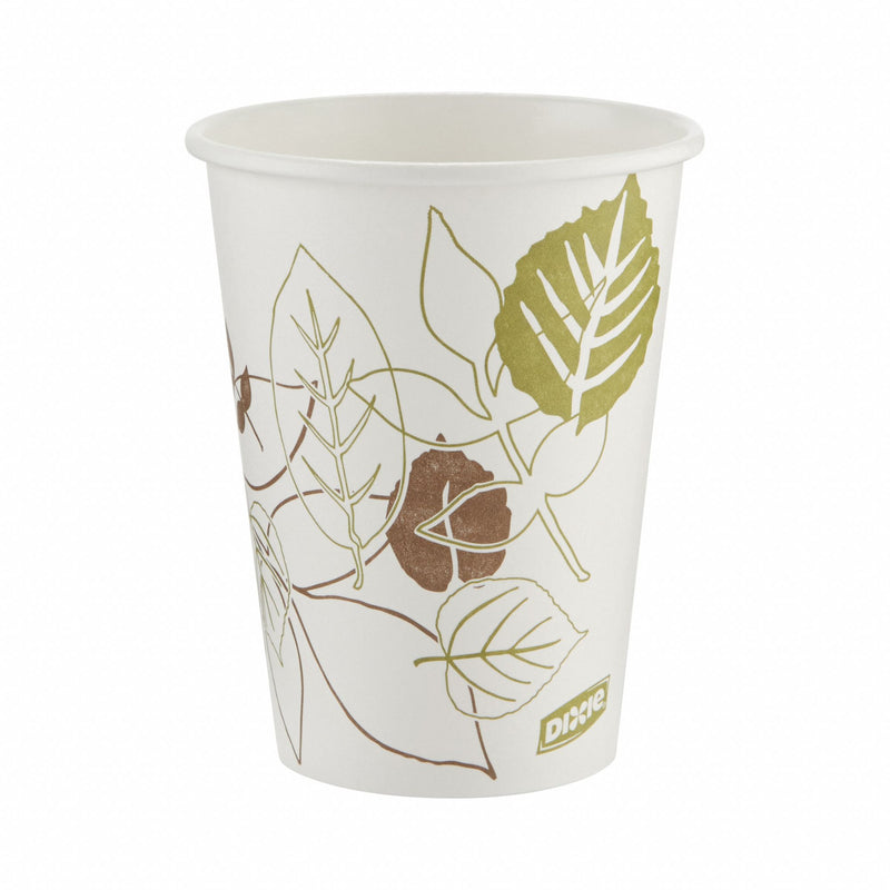 Dixie 2342PATH Pathways Disposable Hot Cup, 12 oz, White Paper, Poly-Lined, Single-Wall, Unwrapped, SFI Certified, 1,000 PK