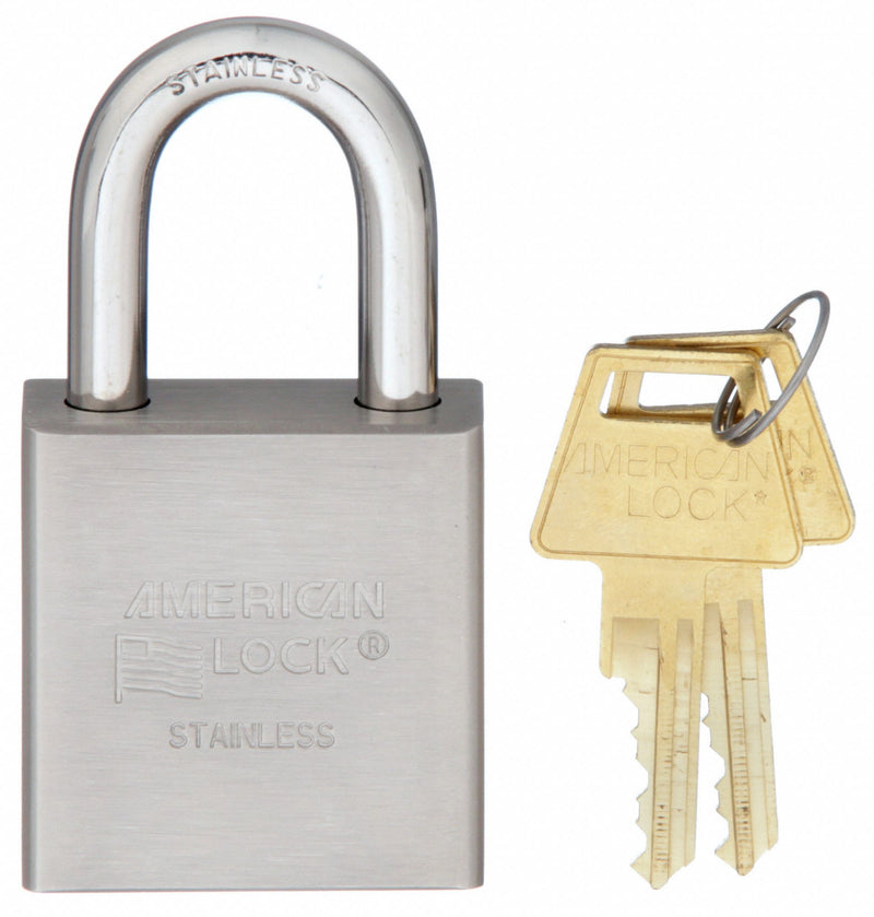 American Lock A5400KA Padlock, Keyed Alike, Standard Shackle, Stainless Steel Body & Shackle, 5-Pin, Rekeyable, Silver