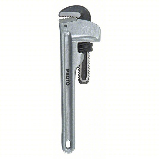 Proto J812A Pipe Wrench Aluminum, 2 in Jaw Capacity, Serrated, 12 in Overall Lg, I-Beam, Natural