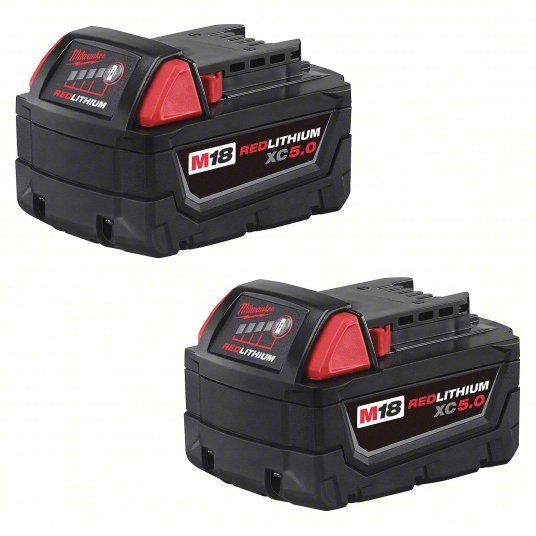 Milwaukee 48-11-1852 M18 REDLITHIUM XC3.0 Battery, 3.0Ah, Extended Capacity, 18V, Li-Ion, Batteries (2 PK)