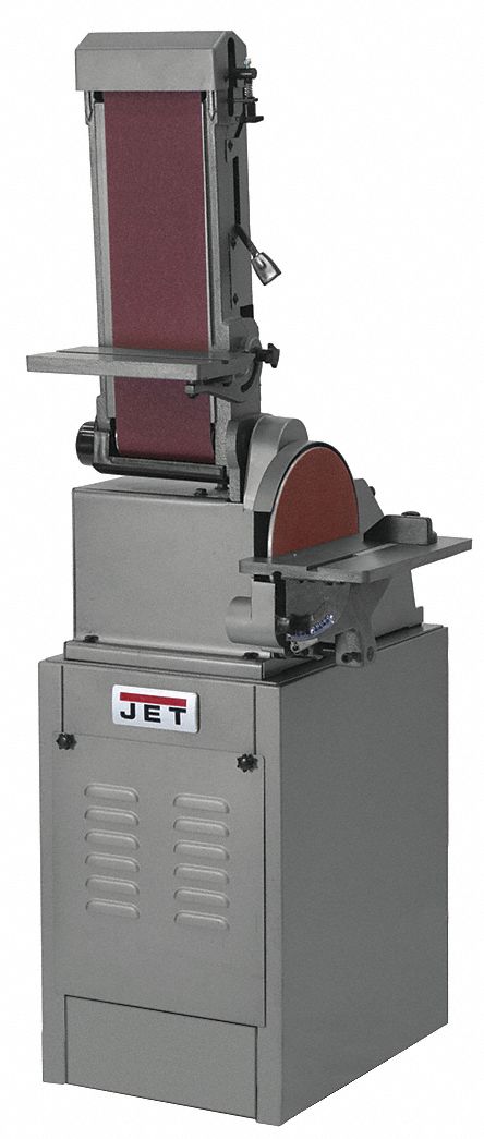 Jet J-4201K Belt and Disc Sander, For Metal, 115V, Single-Phase, 1 hp, 6 in x 48 in Belt, 10 in Disc, 45° Tilt