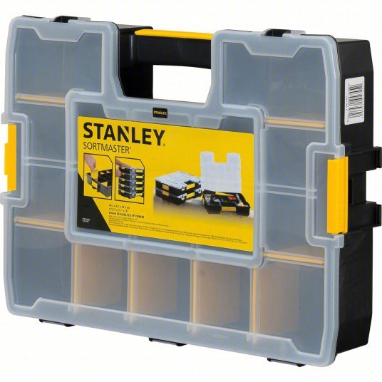 Stanley STST14027 Adjustable Compartment Box 16 3/4 in x 13 in x 3 3/8 in, Black/Yellow, 14 Compartments