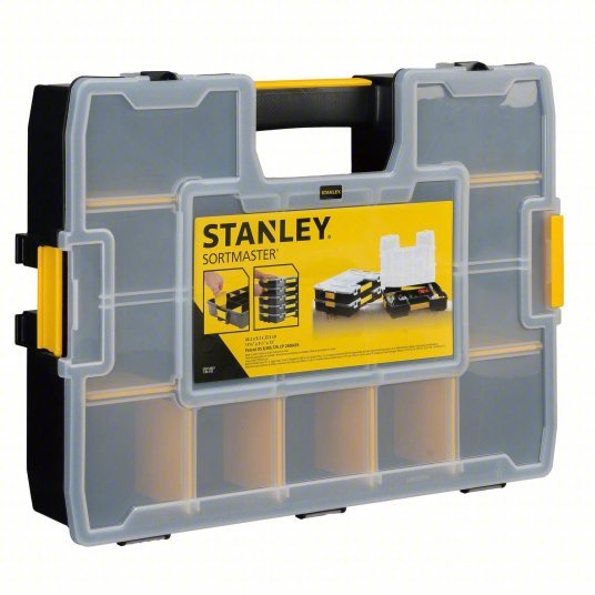 Stanley STST14027 Adjustable Compartment Box 16 3/4 in x 13 in x 3 3/8 in, Black/Yellow, 14 Compartments