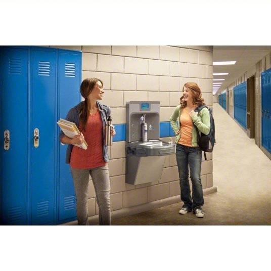 Elkay LZS8WSLP Drinking Fountain with Bottle Filler On-Wall, Refrigerated, 39 1/2 in Ht, Gray, Filtered