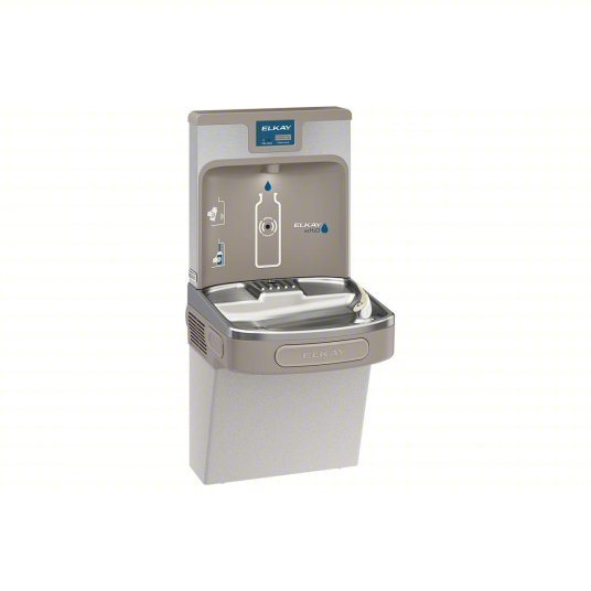 Elkay LZS8WSLP Drinking Fountain with Bottle Filler On-Wall, Refrigerated, 39 1/2 in Ht, Gray, Filtered