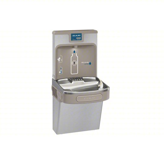 Elkay LZS8WSSP Drinking Fountain with Bottle Filler On-Wall, Refrigerated, 39 1/2 in Ht, Stainless Steel