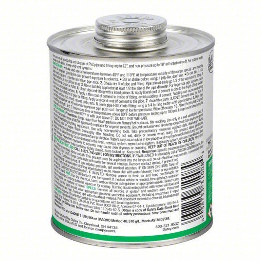 Oatey 31008 Pipe Cement Heavy Duty, 32 fl oz, Brush-Top Can, Clear