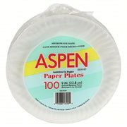 Aspen 20825 Paper, Plate, Round, 9", White, PK250