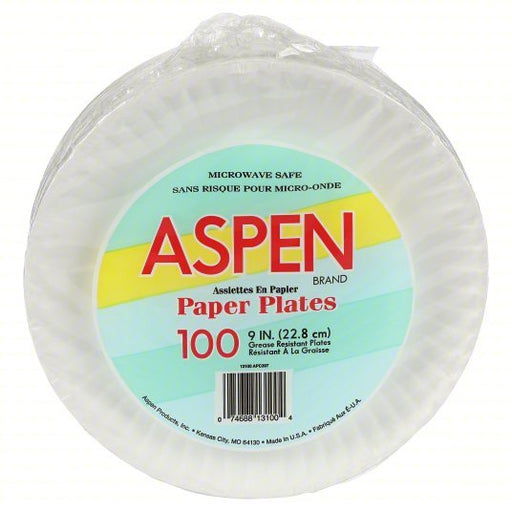 Aspen 20825 Paper, Plate, Round, 9", White, PK250
