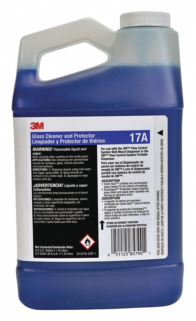 3M Glass Cleaner and Protector: 17A, Flow Control, 0.5 gal, Apple
