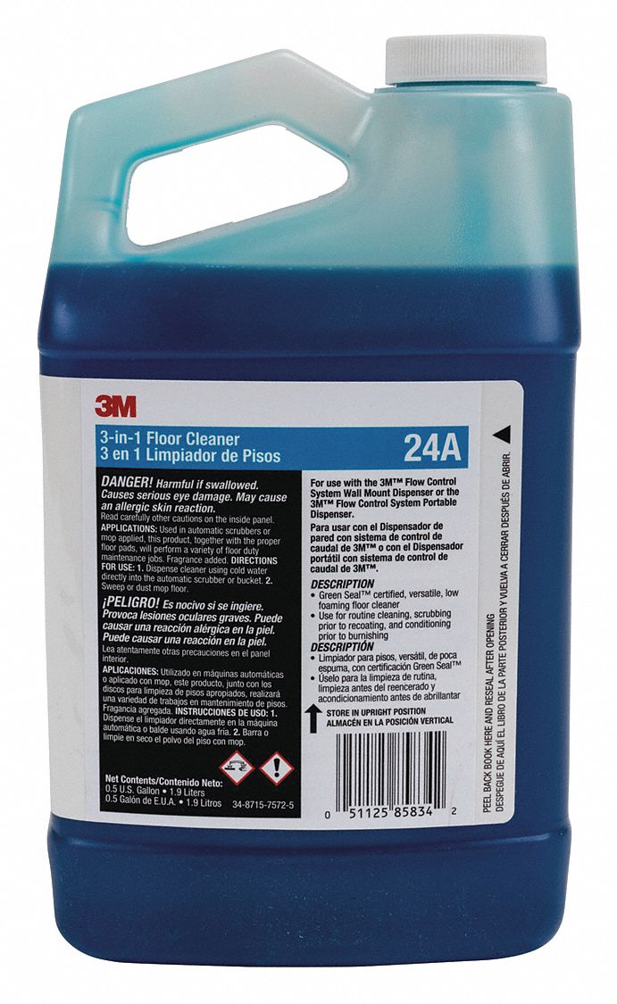 3M Portion Control Floor Cleaner: 24A, Flow Control, 0.5 gal, Citrus