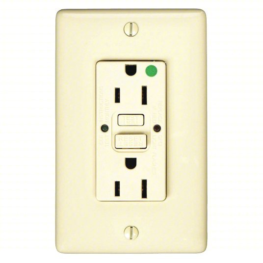 Hubbell GFR82I GFCI Receptacle, 15A, 125VAC, 5-15R, Ivory