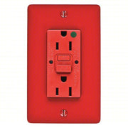 Hubbell GFR82R GFCI Receptacle, 15A, 125VAC, 5-15R, Red