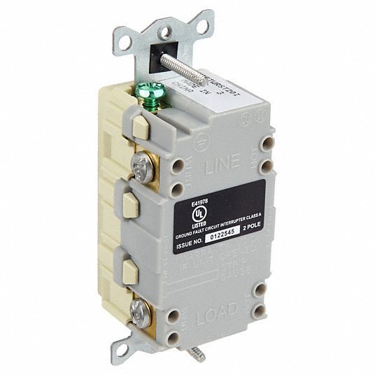 Hubbell GFRTW20I GFCI Receptacle Duplex, Ivory, 5 - 20R, 20 A, 125V AC, 2 Pole / 3 Wire, Screw Terminals - Redwood.KV39EA82