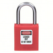 Brady 143150 Lockout Padlock Keyed Different, Nylon, Aluminum, Std, Red, 1 Pack Size, Plastic