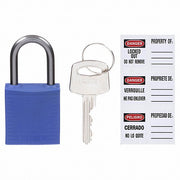 Brady 143156 Lockout Padlock Keyed Different, Nylon, Compact Body Body Size, Aluminum, Std, Blue, Plastic