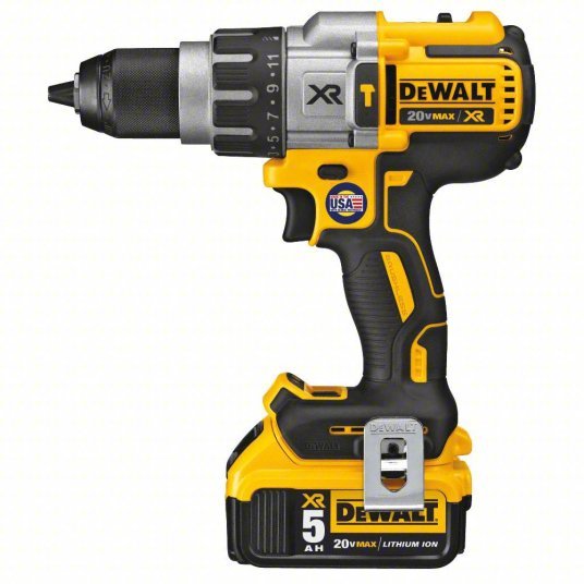 DeWalt DCD996P2 Cordless Hammer Drill Kit 20V, Premium, 1/2 in Chuck, Keyless, 1/2 in Concrete Capacity, 3