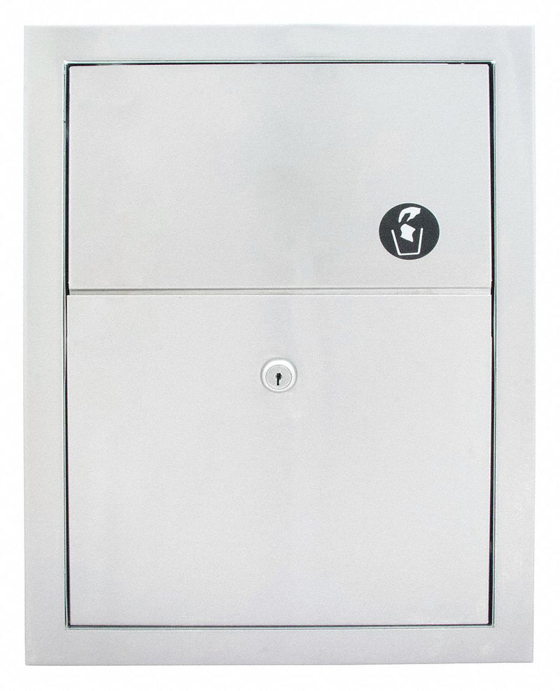Bradley 4731-150000 Sanitary Napkin Receptacle, Wall-Mounted, Stainless Steel, 12 3/4 in x 4 in x 17 in