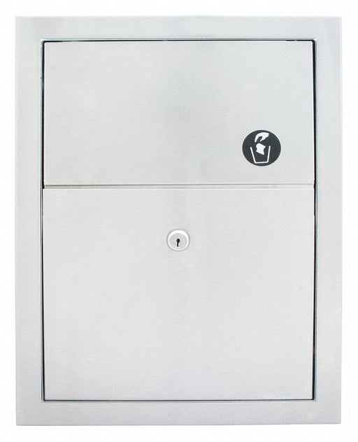 Bradley 4731-150000 Sanitary Napkin Receptacle, Wall-Mounted, Stainless Steel, 12 3/4 in x 4 in x 17 in