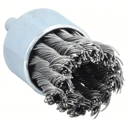 Weiler 94111 End Brush Twisted Steel, 1 1/8 in Dia, 0.02 in Fill Dia, 1/4 in Shank